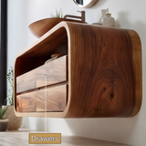 Elyron Sculpted Solid Wood Floating Bathroom Vanity with Drawers - Timberustic Floating Bathroom Vanity With Drawers