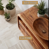 Elyron Sculpted Solid Wood Floating Bathroom Vanity with Drawers - Timberustic Floating Bathroom Vanity With Drawers