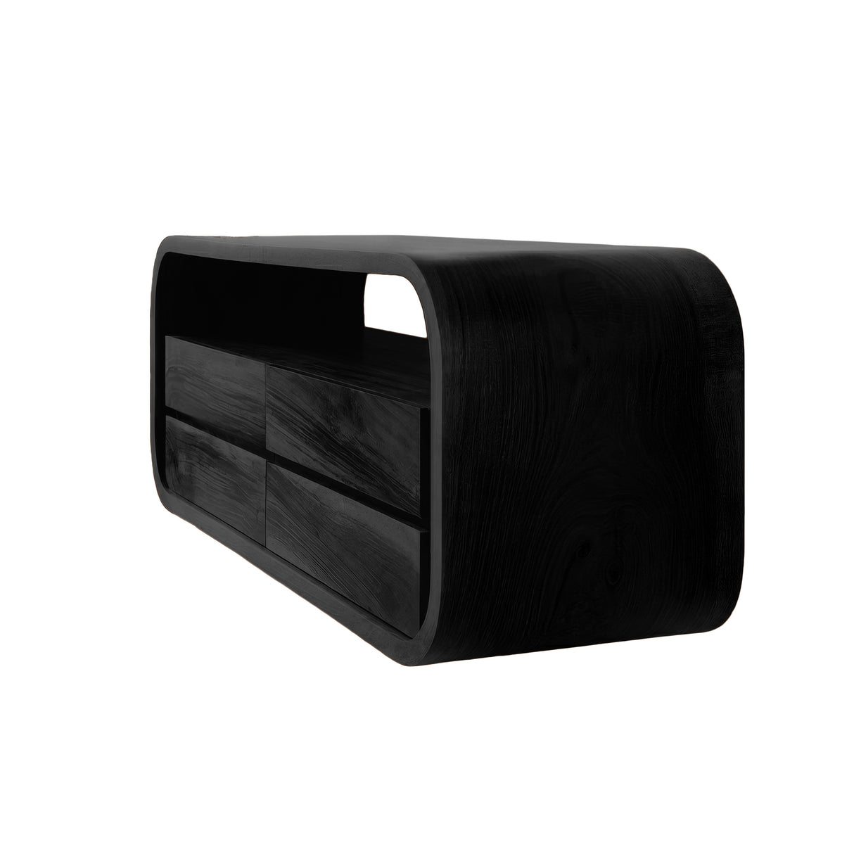 Elyron Sculpted Solid Wood Floating Bathroom Vanity with Drawers Black - Timberustic Floating Bathroom Vanity With Drawers
