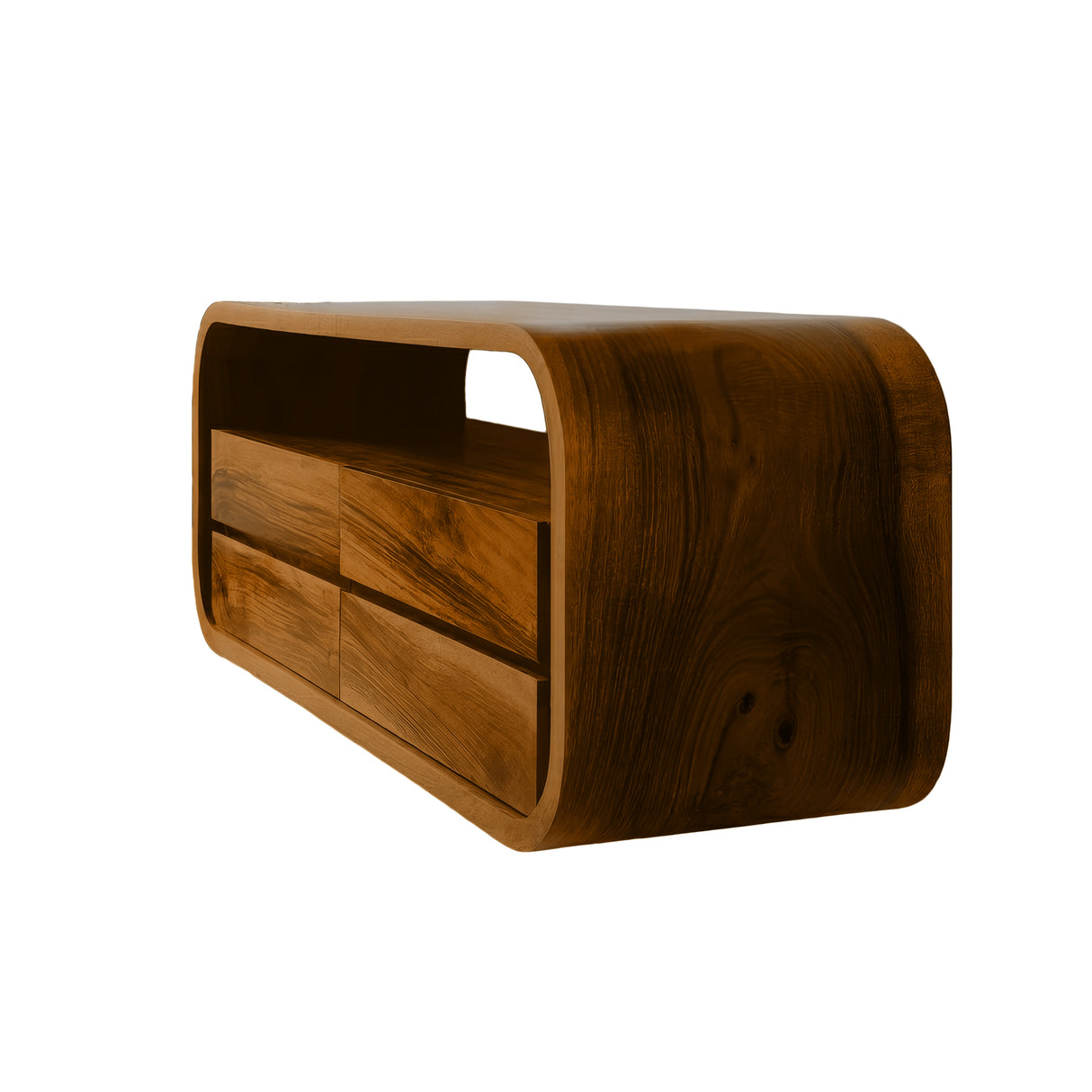 Elyron Sculpted Solid Wood Floating Bathroom Vanity with Drawers Brown - Timberustic Floating Bathroom Vanity With Drawers