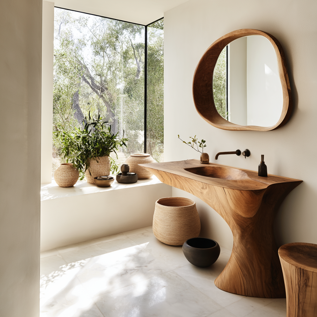 Elyvora Sculpted Solid Wood Freestanding Bathroom Vanity with Integrated Sink SPA273721 - Timberustic Freestanding Bathroom Vanity