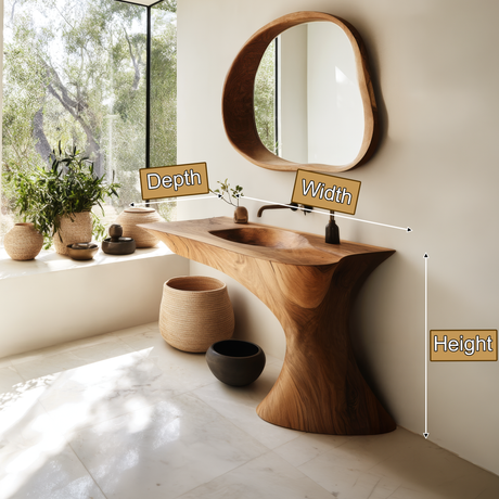 Elyvora Sculpted Solid Wood Freestanding Bathroom Vanity with Integrated Sink SPA273721 - Timberustic Freestanding Bathroom Vanity