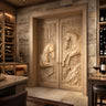 Equinar Handcrafted Solid Wood Horse Relief Double Door Natural Oak - Timberustic Door
