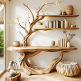 Eryndel Live Edge Solid Wood Console Table with Shelves - Timberustic Console Table with Shelves