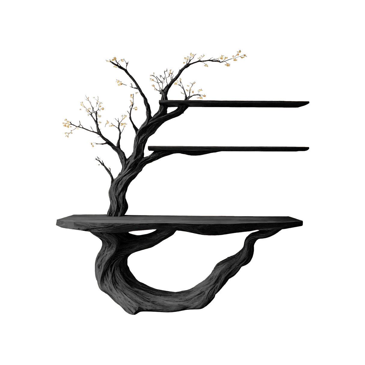 Eryndel Live Edge Solid Wood Console Table with Shelves Black - Timberustic Console Table with Shelves