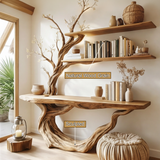 Eryndel Live Edge Solid Wood Console Table with Shelves - Timberustic Console Table with Shelves
