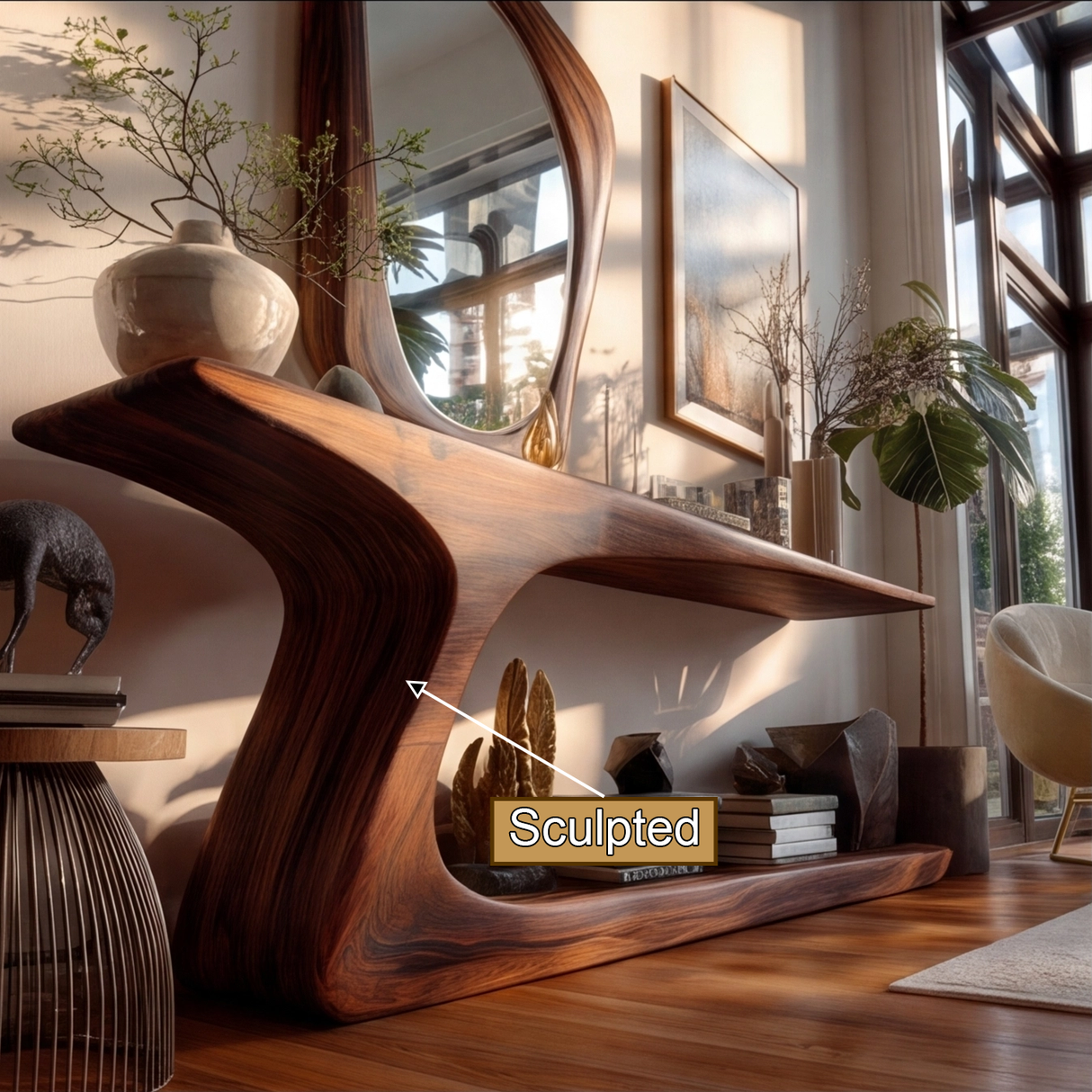 Eryndor Curved Solid Wood Console Table - Timberustic Console Table