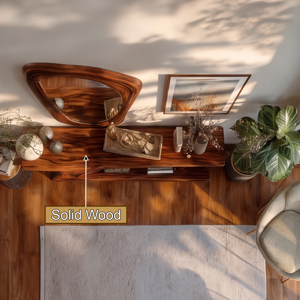 Eryndor Curved Solid Wood Console Table - Timberustic Console Table
