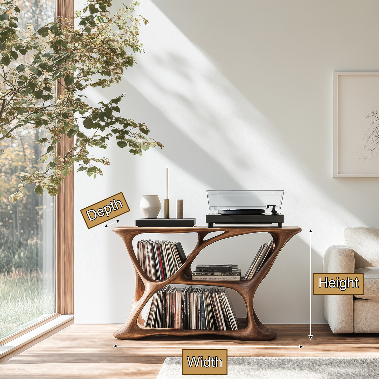 Eryndor Handcrafted Solid Wood Record Player Stand SPA294583 - Timberustic Record Player Stand With Storage