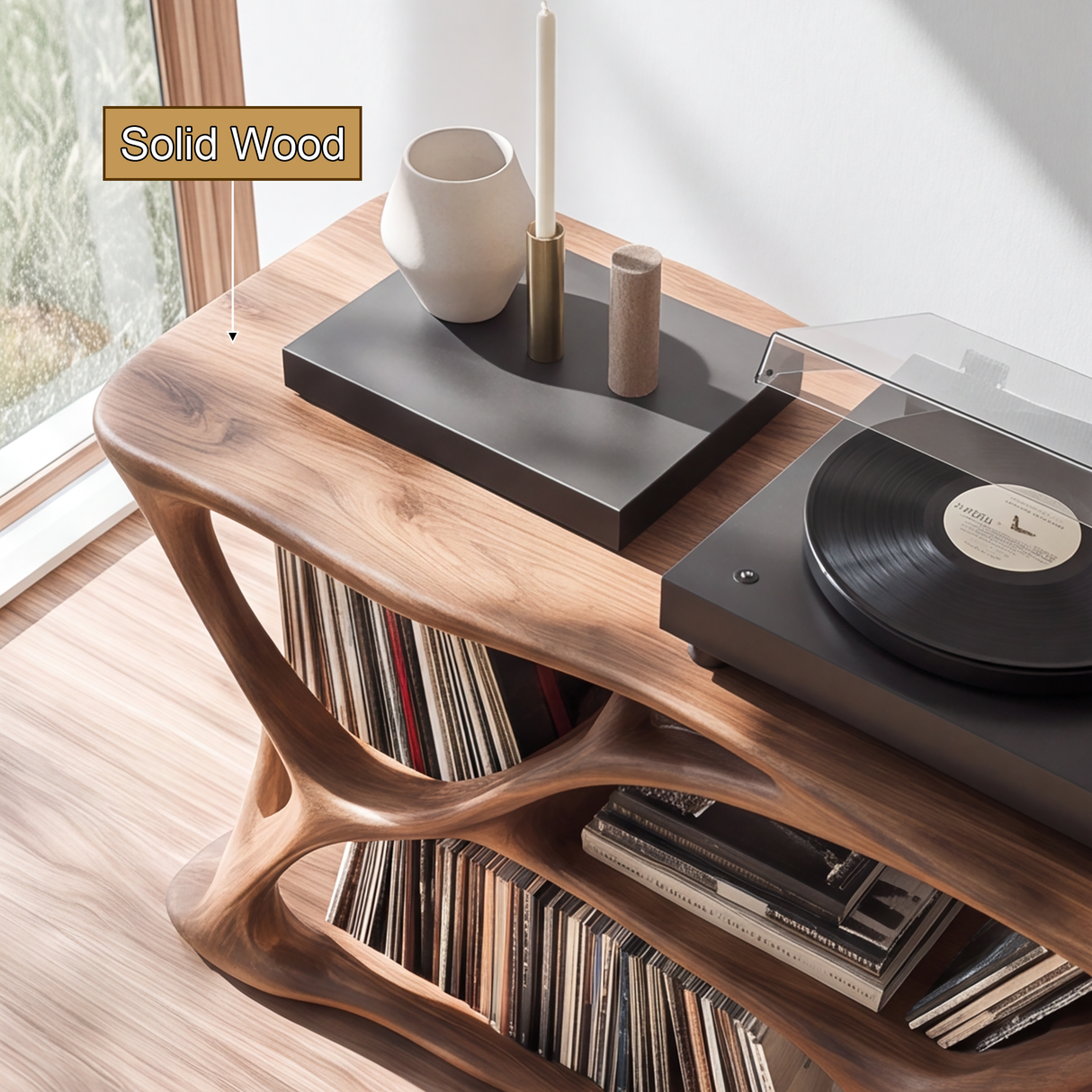 Eryndor Handcrafted Solid Wood Record Player Stand SPA294583 - Timberustic Record Player Stand With Storage