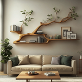 Eryndor Live Edge Solid Wood Tree-Inspired Wall Bookshelf - Timberustic Tree Bookshelf