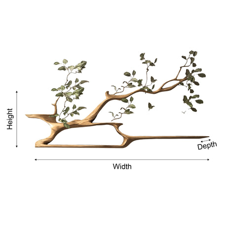 Eryndor Live Edge Solid Wood Tree-Inspired Wall Bookshelf