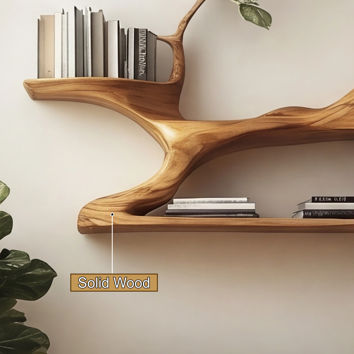 Eryndor Live Edge Solid Wood Tree-Inspired Wall Bookshelf - Timberustic Tree Bookshelf