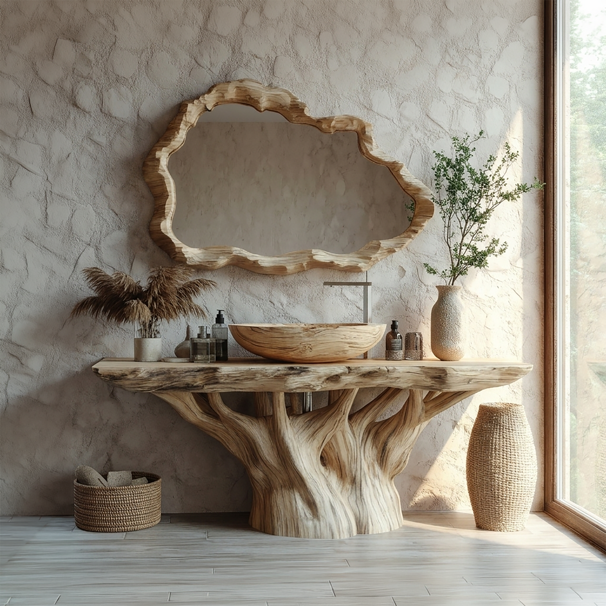 Eryndor Rootform Solid Wood Freestanding Bathroom Vanity - Timberustic Freestanding Bathroom Vanity