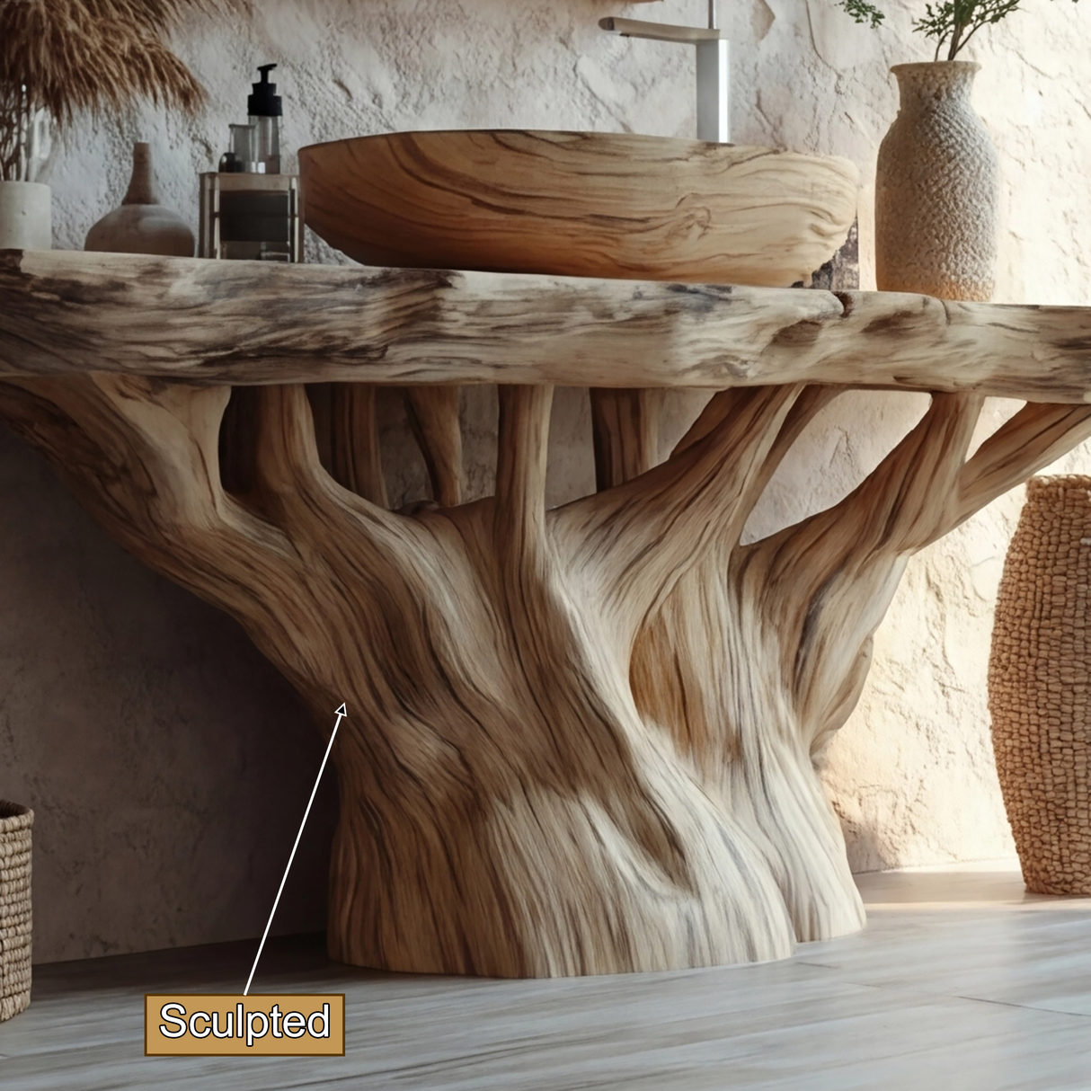 Eryndor Rootform Solid Wood Freestanding Bathroom Vanity - Timberustic Freestanding Bathroom Vanity