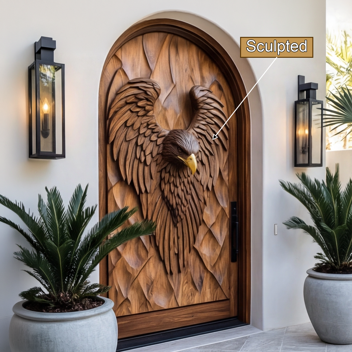 Eryndor Sculpted Solid Wood Arched Door - Timberustic Door