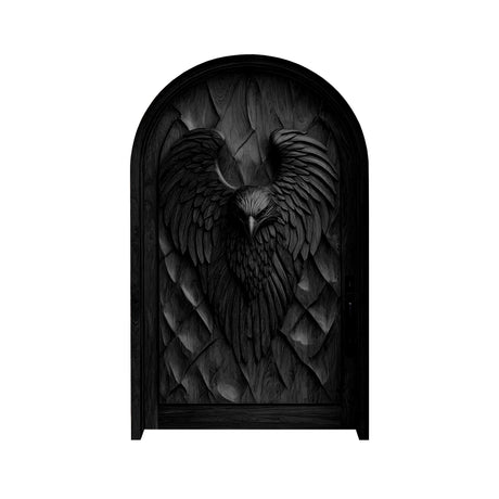 Eryndor Sculpted Solid Wood Arched Door Black - Timberustic Door