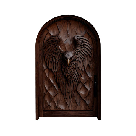 Eryndor Sculpted Solid Wood Arched Door Dark Walnut - Timberustic Door