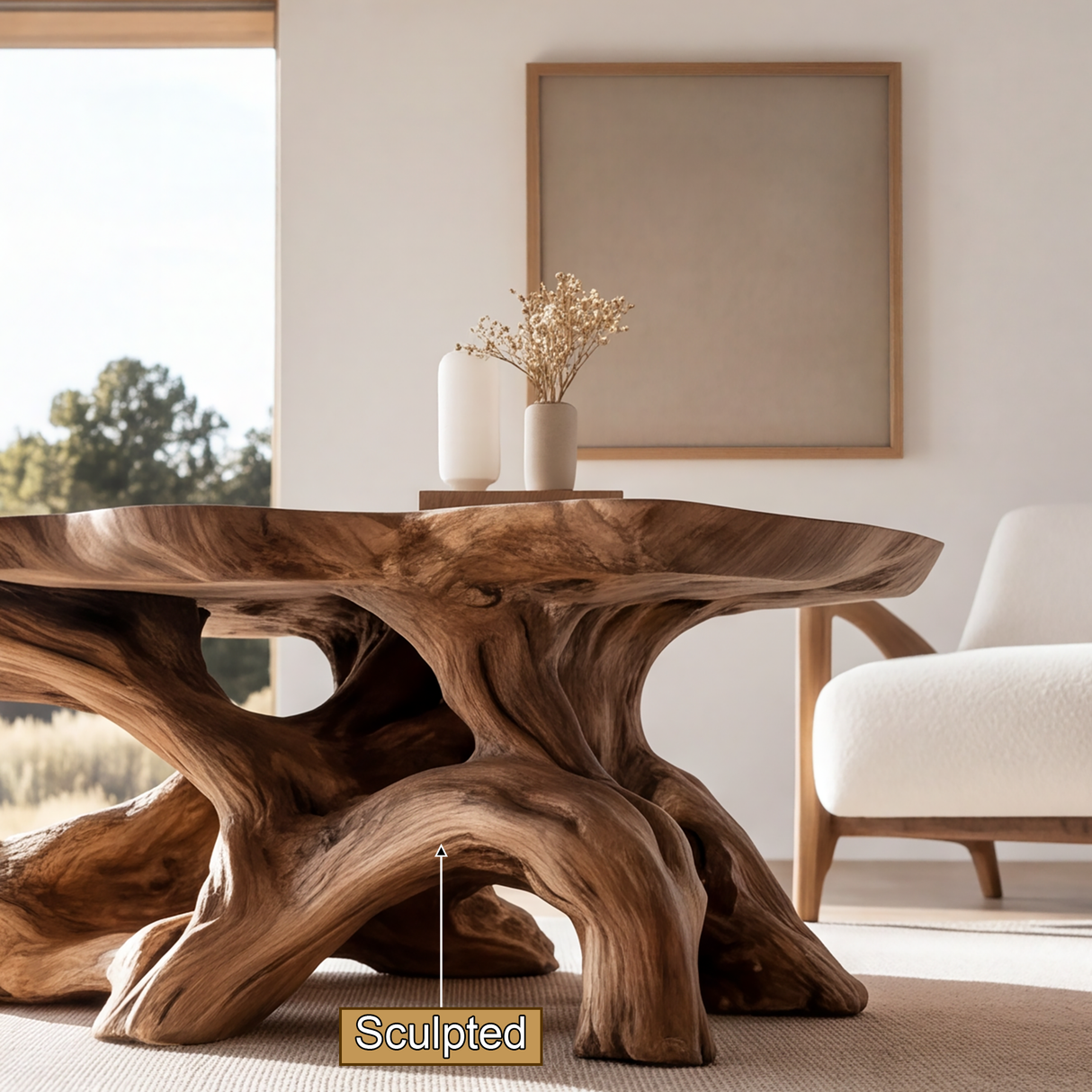 Eryndor Sculpted Solid Wood Coffee Table SPA293582 - Timberustic Coffee Table