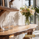 Eryndor Sculpted Solid Wood Console Table with Shelves - Timberustic Console Table with Shelves