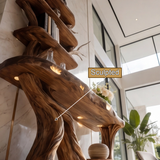 Eryndor Sculpted Solid Wood Console Table with Shelves - Timberustic Console Table with Shelves