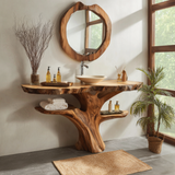 Eryndor Sculpted Solid Wood Freestanding Bathroom Vanity with Shelves - Timberustic Freestanding Bathroom Vanity with Shelves