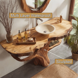 Eryndor Sculpted Solid Wood Freestanding Bathroom Vanity with Shelves - Timberustic Freestanding Bathroom Vanity with Shelves