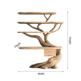 Eryndor Sculpted Solid Wood Tree Bookshelf with Drawers - Timberustic Tree Bookshelf
