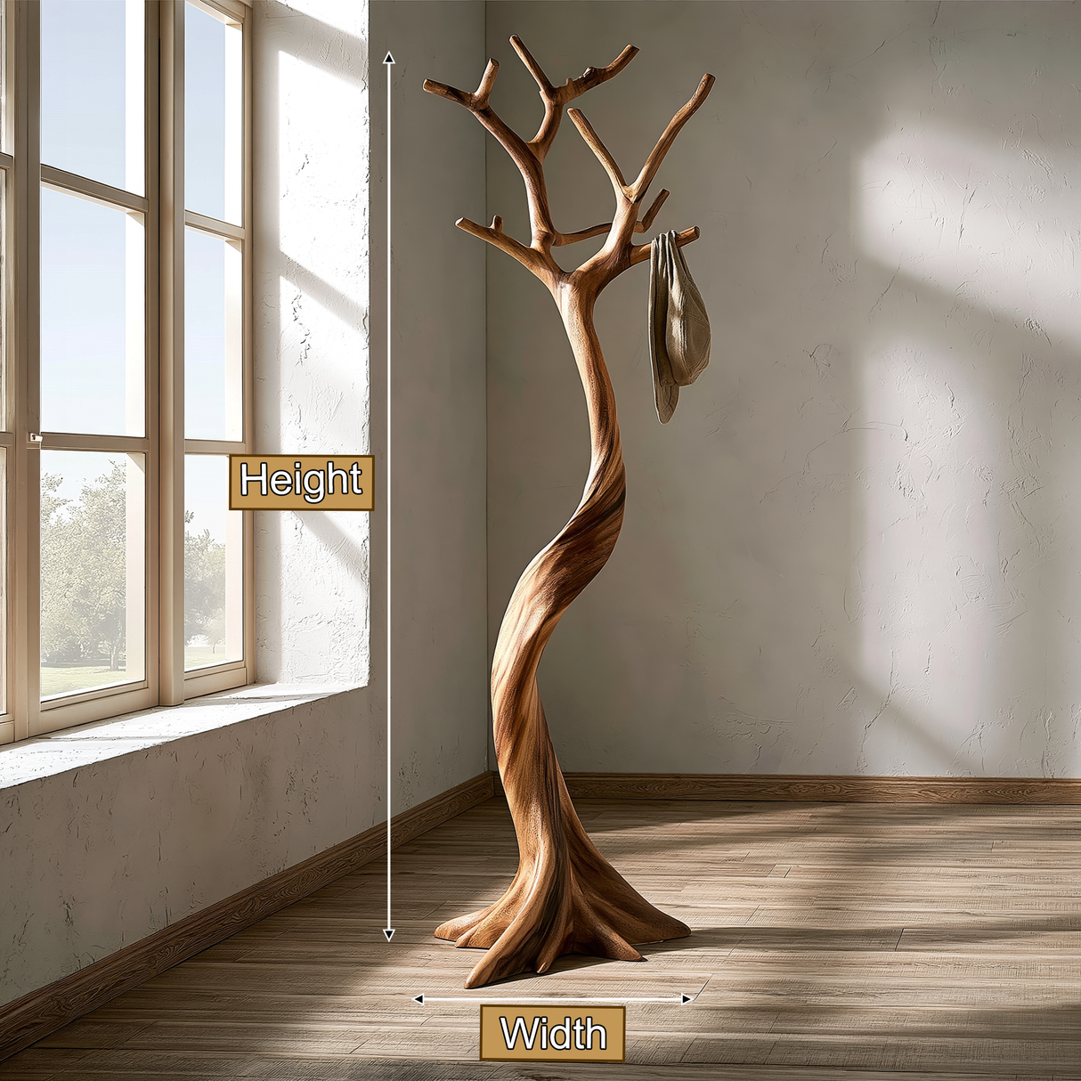 Eryndor Sculpted Solid Wood Tree Coat Rack - Timberustic Tree Coat Rack