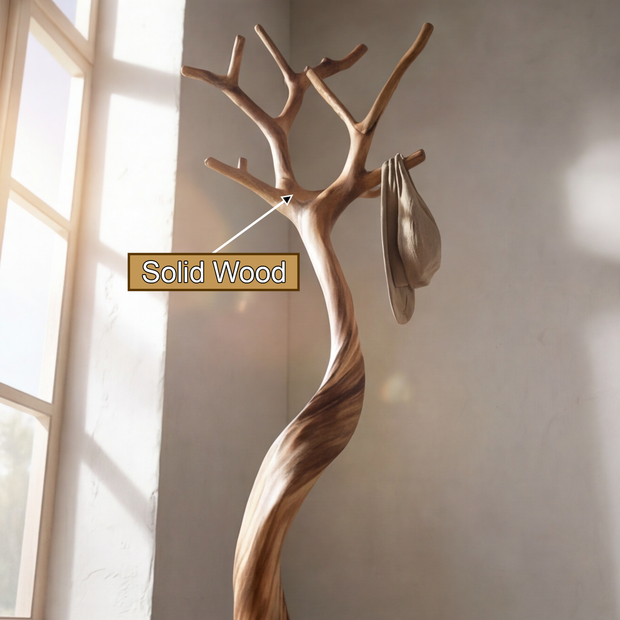 Eryndor Sculpted Solid Wood Tree Coat Rack - Timberustic Tree Coat Rack