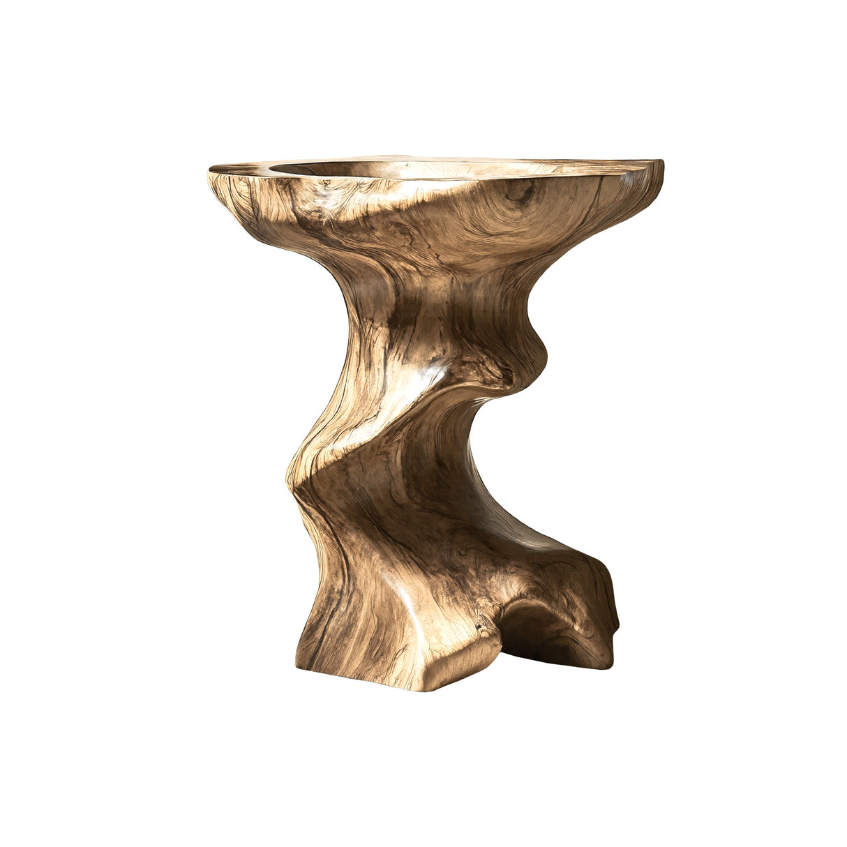 Eryon Sculpted Solid Wood Pedestal Sink Natural Oak - Timberustic Pedestal Sink
