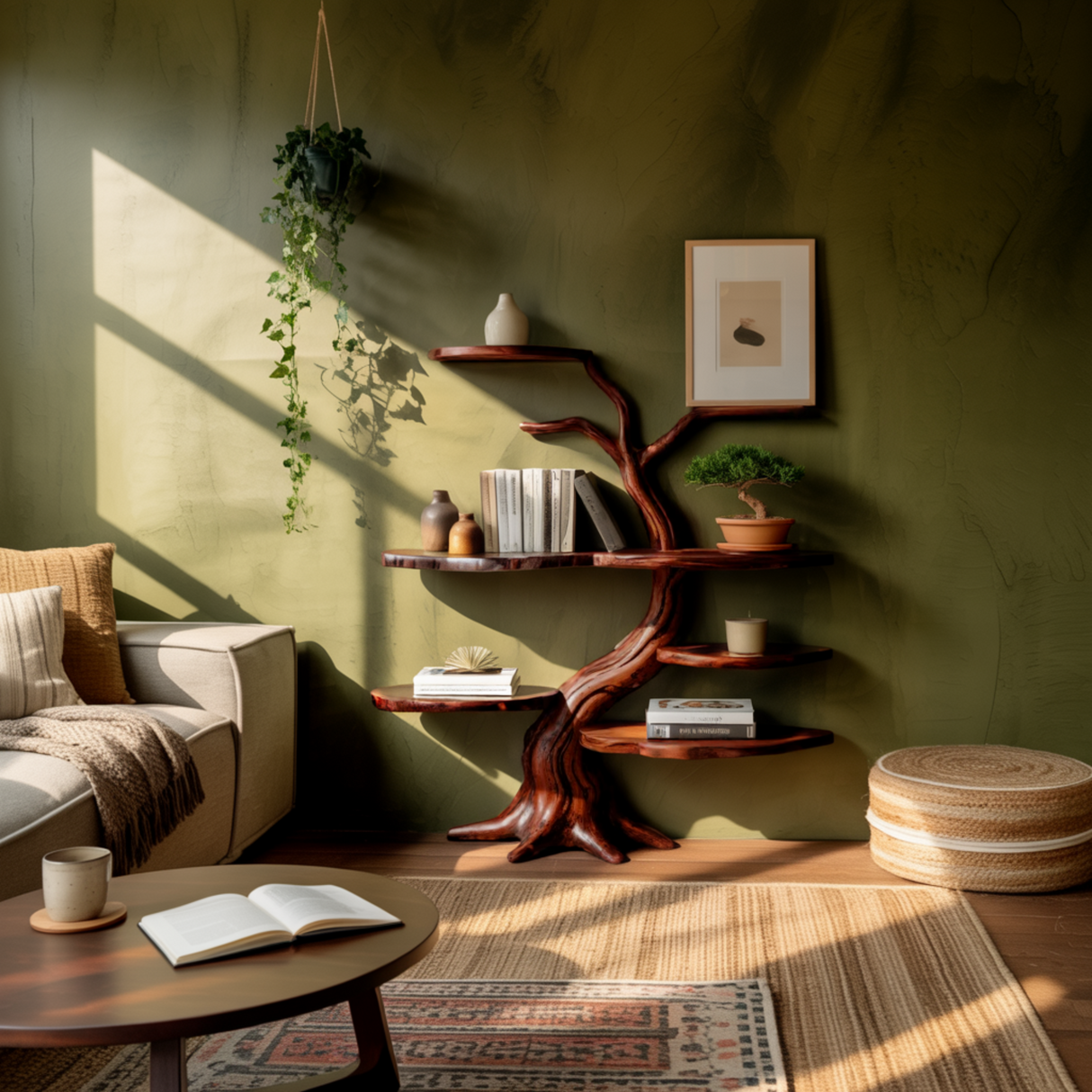 Everwood Sculpted Timber Tree Bookshelf