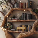Everwyn Sculpted Solid Wood Tree Bookshelf - Timberustic Tree Bookshelf