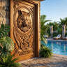 Fenrir Sculpted Solid Wood Wolf Spirit Single Door Brown - Timberustic Door