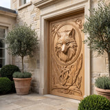 Fenrir Sculpted Solid Wood Wolf Spirit Single Door