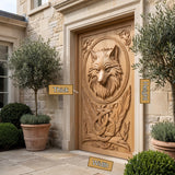 Fenrir Sculpted Solid Wood Wolf Spirit Single Door