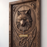 Fenrir Sculpted Solid Wood Wolf Spirit Single Door