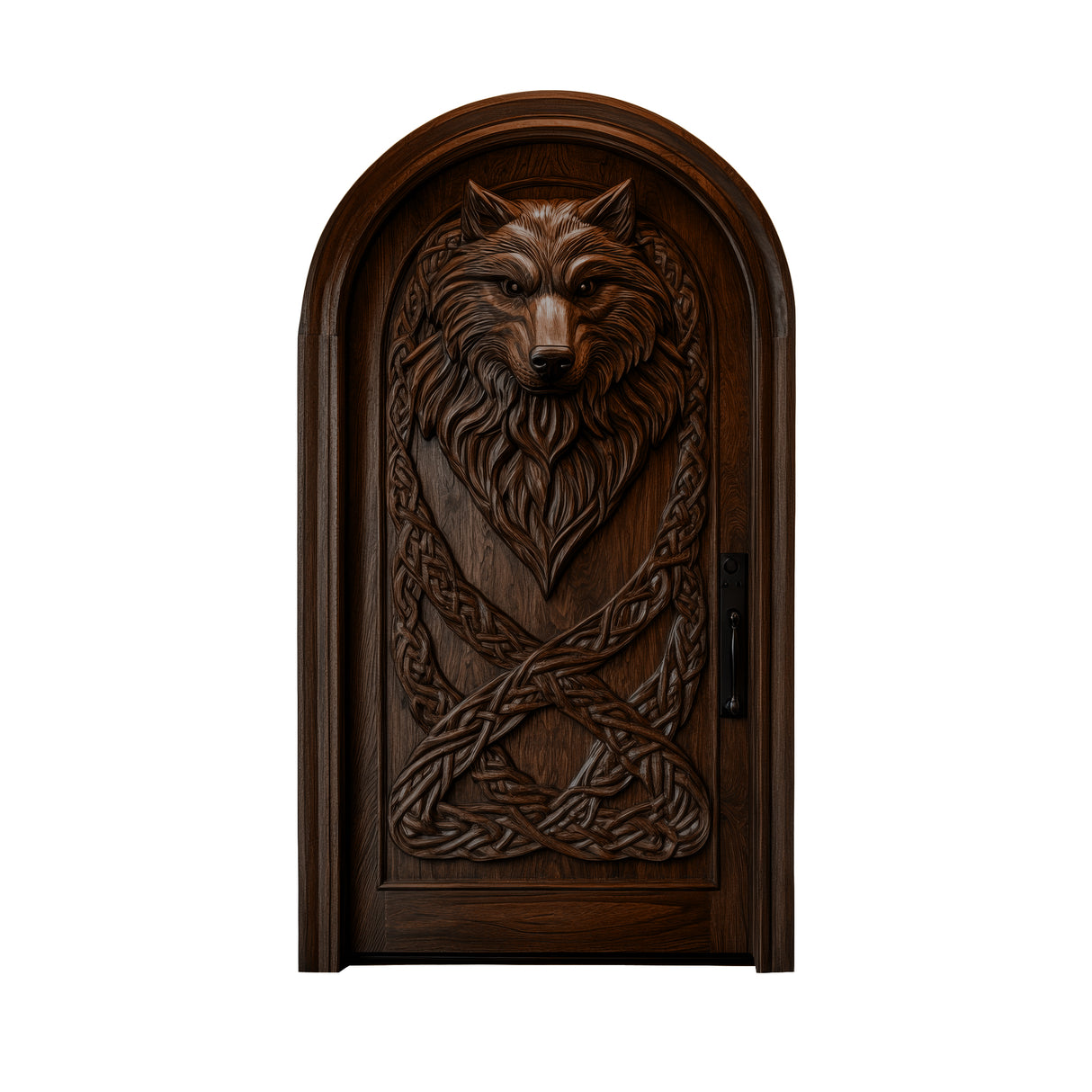 Fenrira Handcrafted Solid Wood Wolf Single Door