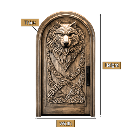 Fenrira Handcrafted Solid Wood Wolf Single Door - Timberustic Door