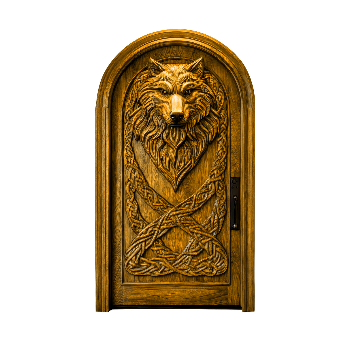Fenrira Handcrafted Solid Wood Wolf Single Door
