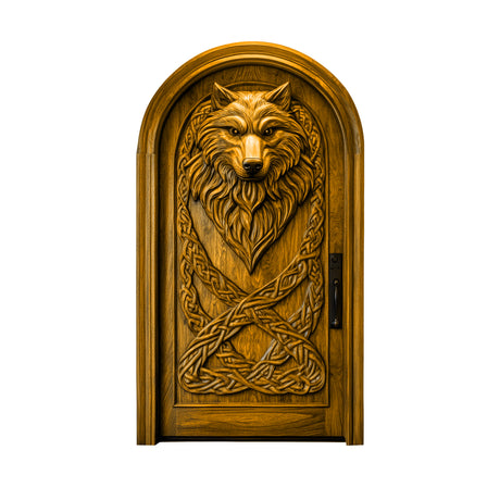 Fenrira Handcrafted Solid Wood Wolf Single Door Teak - Timberustic Door
