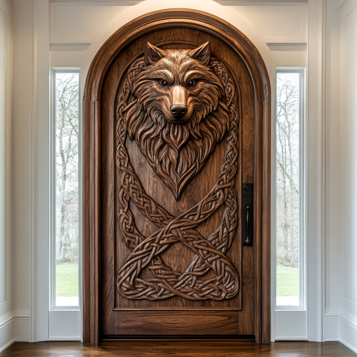 Fenrira Handcrafted Solid Wood Wolf Single Door