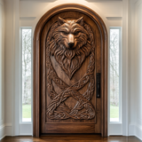 Fenrira Handcrafted Solid Wood Wolf Single Door