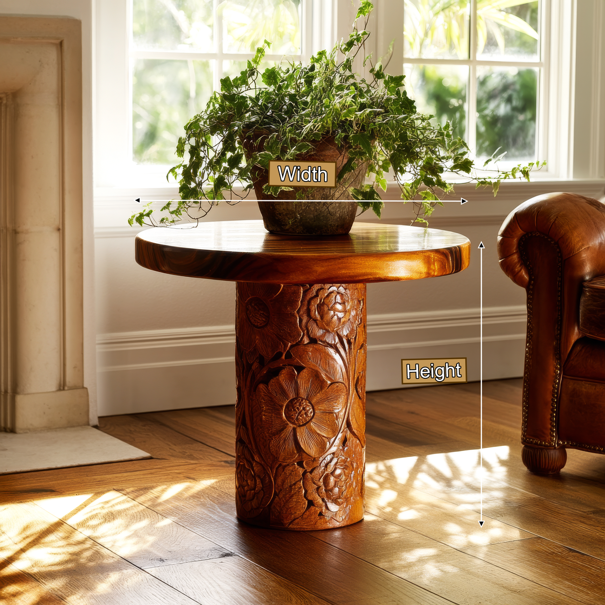 Florane Sculpted Solid Wood Pedestal Stand - Timberustic Pedestal Stand