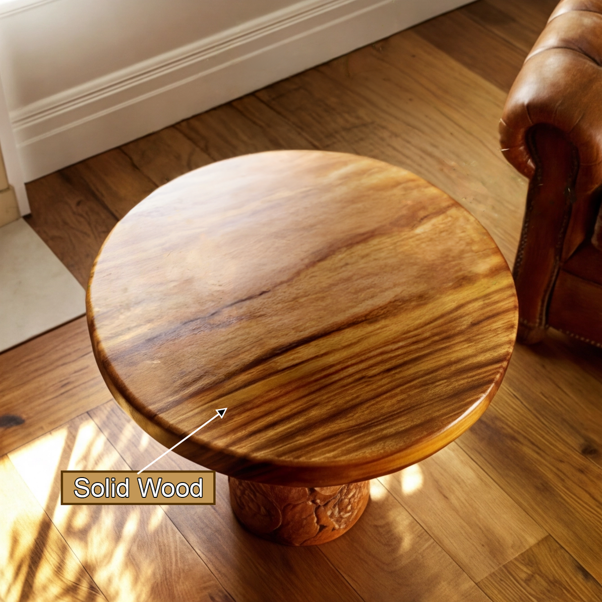 Florane Sculpted Solid Wood Pedestal Stand - Timberustic Pedestal Stand
