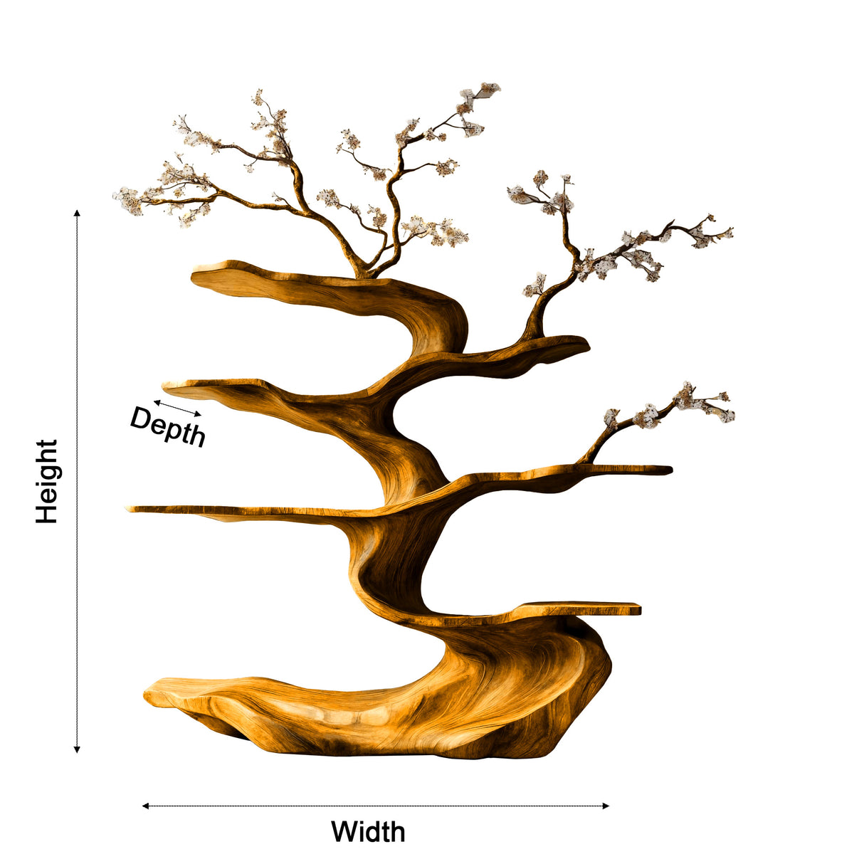 Floraryn Flow Handcrafted Blossom Live Edge Tree Bookshelf