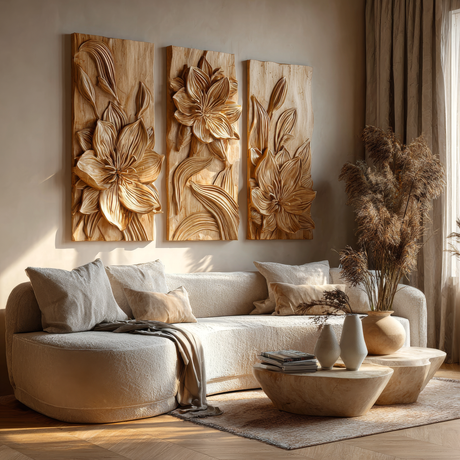 Floravelle Handcrafted Solid Wood Floral Wall Art - Timberustic Wall Art