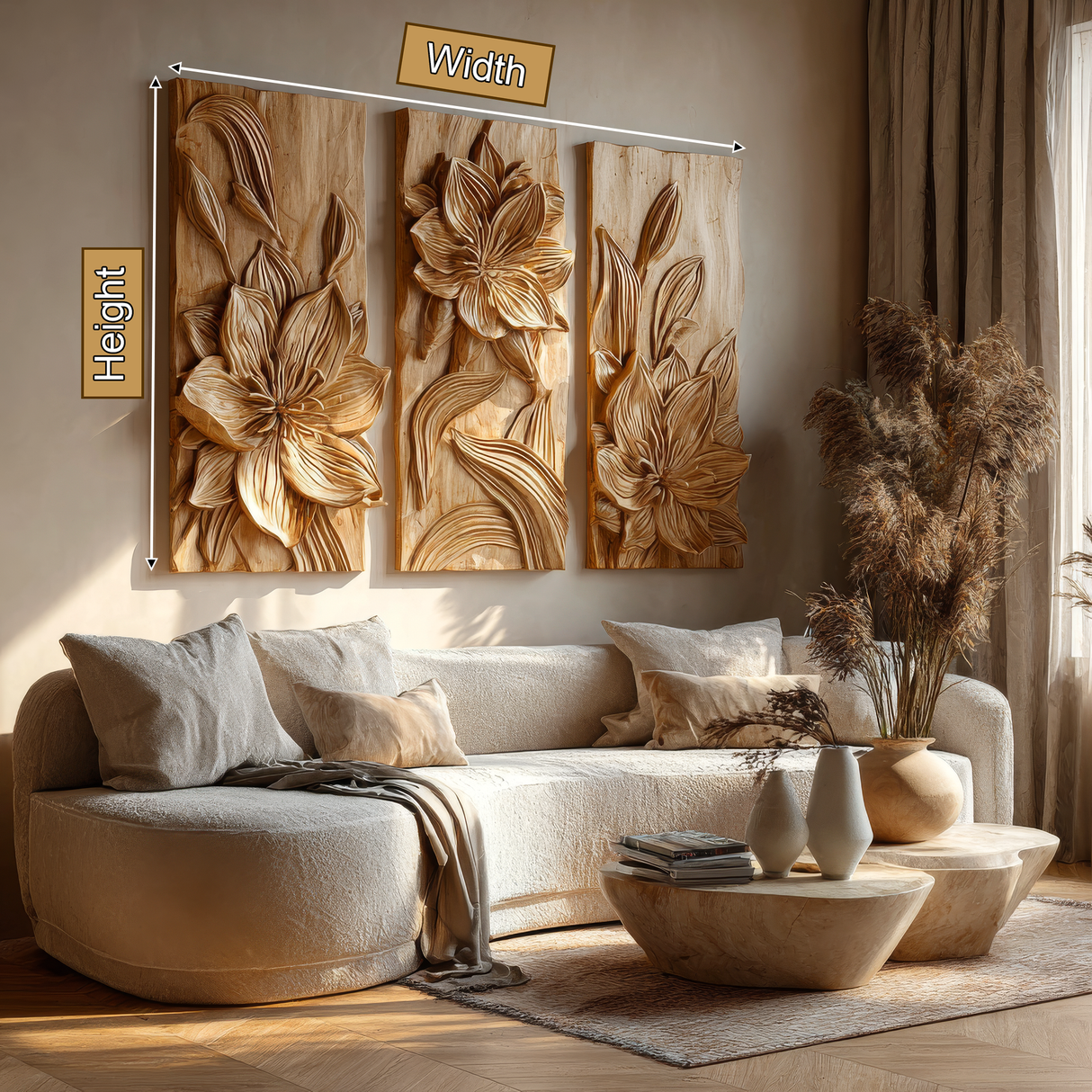 Floravelle Handcrafted Solid Wood Floral Wall Art