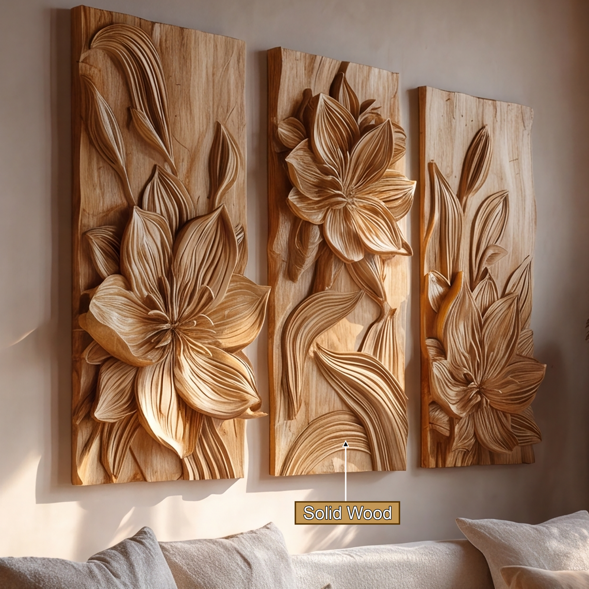 Floravelle Handcrafted Solid Wood Floral Wall Art