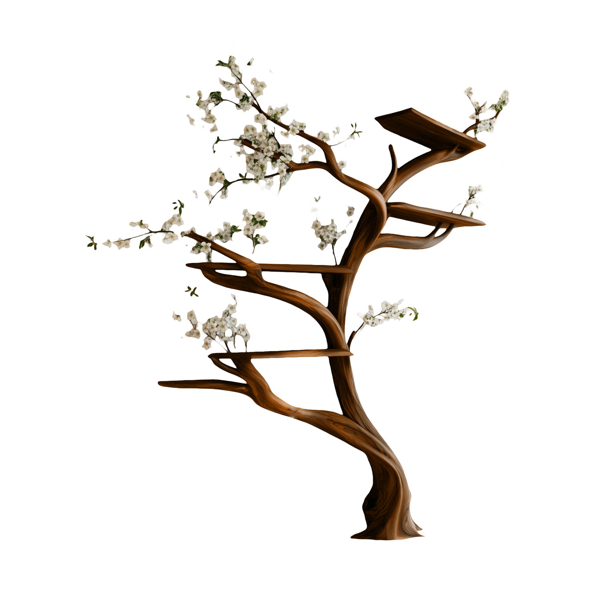 Floravern Handcrafted Solid Wood Tree Bookshelf